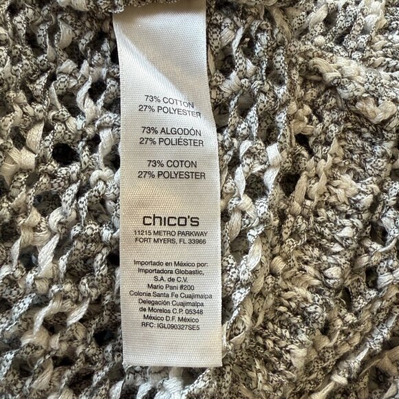 Chicos Womens Open-Knit Cardigan Lightweight Drape Front Gray Size 2 Cotton Blen - Picture 4 of 6